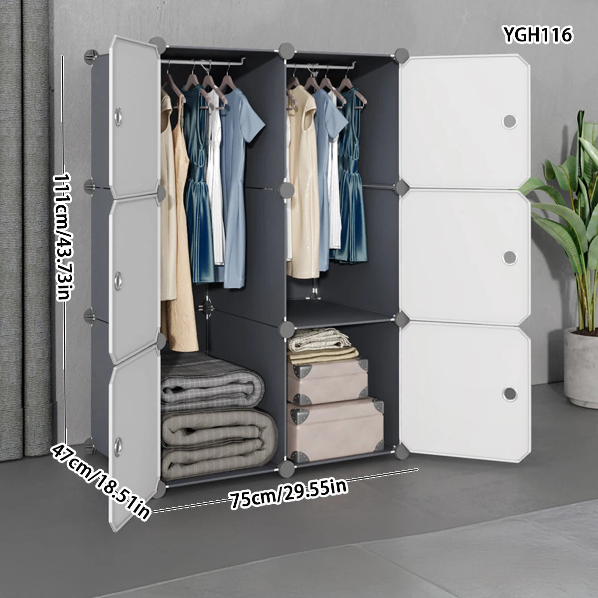 Simple Wardrobe Home Bedroom Assembly Storage Cabinet Rental Room Cloth Wardrobe Dormitory Small Storage Cabinet Strong and Durable