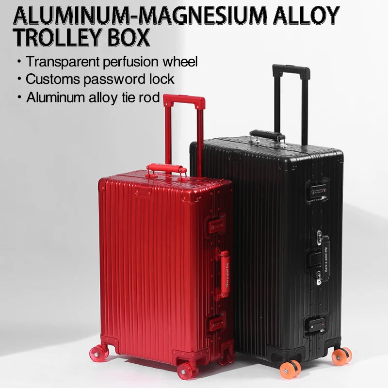 All-Aluminum Magnesium Alloy Suitcase Large-Capacity Password Luggage Infused Transparent Rolling Wheel Business Trolley Case