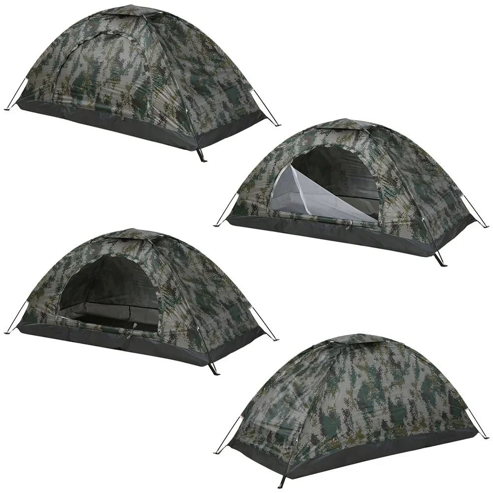 1×Ultralight Portable Camping Tent Single/Double Person Garden Tent With Anti-UV Coating Two Way Zip Hiking Fishing Travel