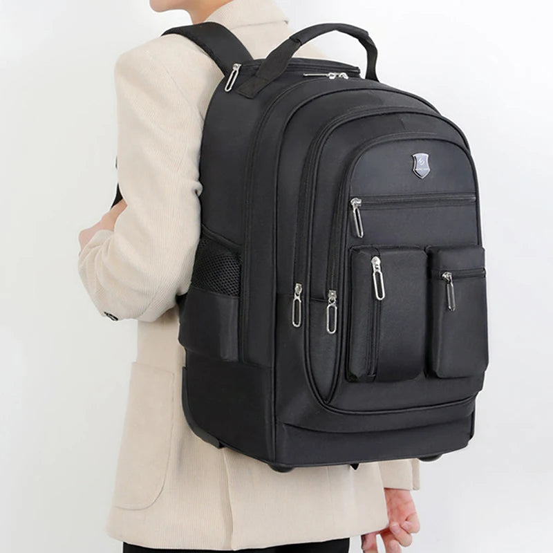 Rolling Backpack for Adults Travel Laptop Backpack with Wheels Carry on Luggage for Business Trip College Commute