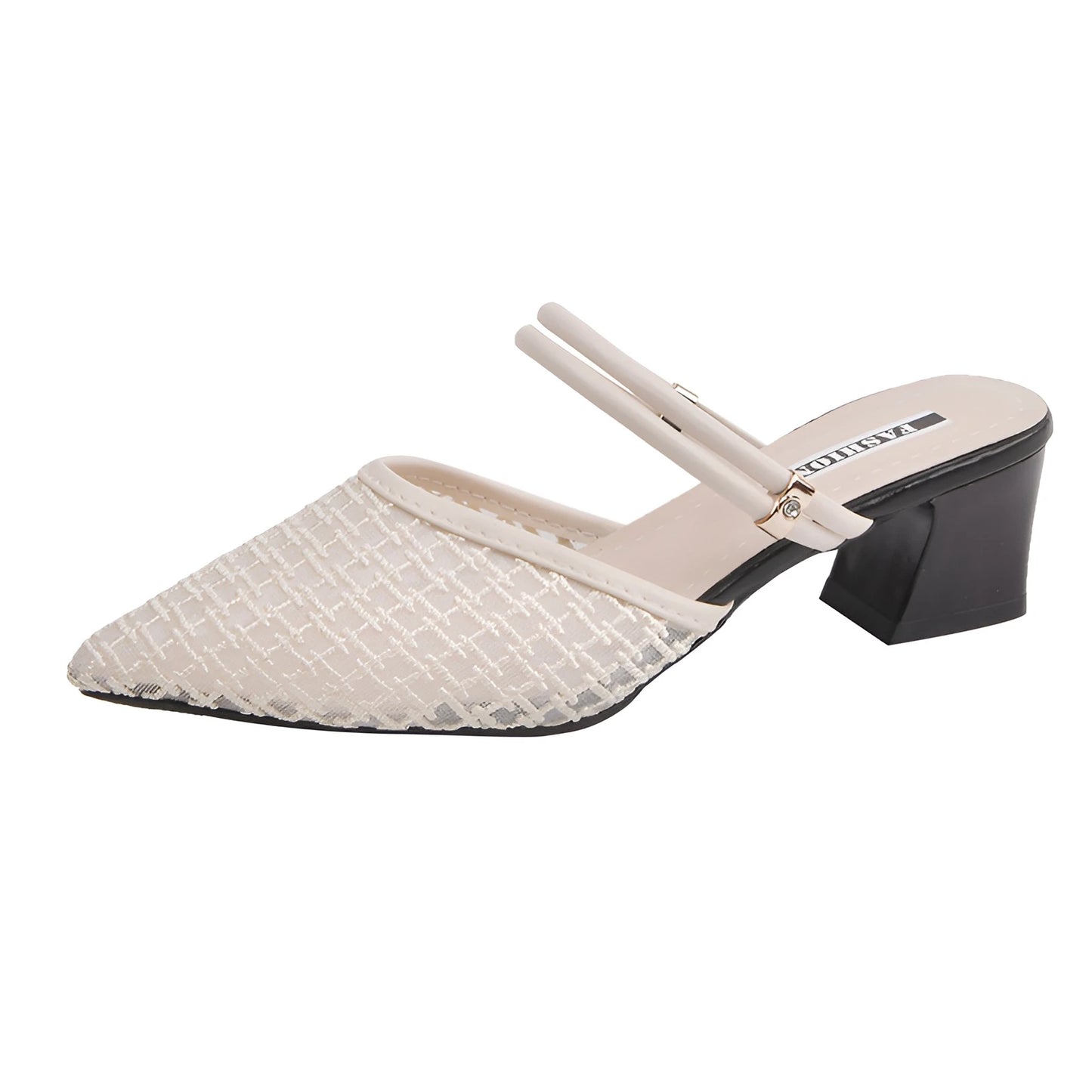 Women's New Slippers Minimalist Fashionable Thick-heeled Slip-on Sandals Summer Two-way Outer Wear One Line High Heel Slippers