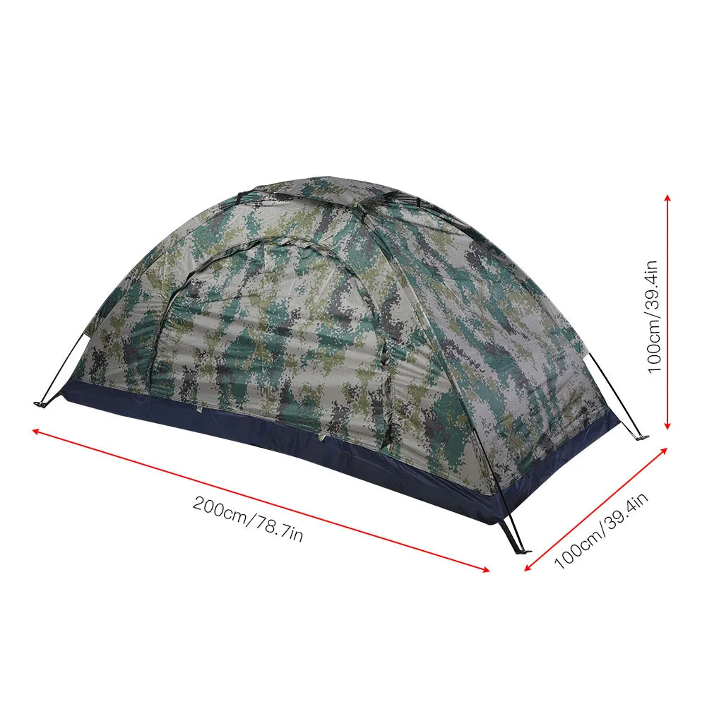 Outdoor Single Person Tent Oxford Cloth Waterproof Windproof Tent with Fiberglass Rod for Camping Fishing Climbing Camouflage