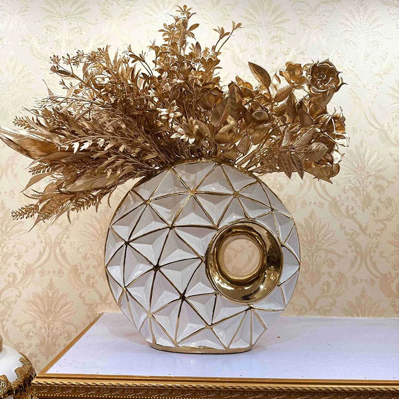 Luxury Ceramics Vases Aesthetic Elegant Modern Office Flower Vase Unusual Flower Bottle Centerpiece Vases Home Decoration