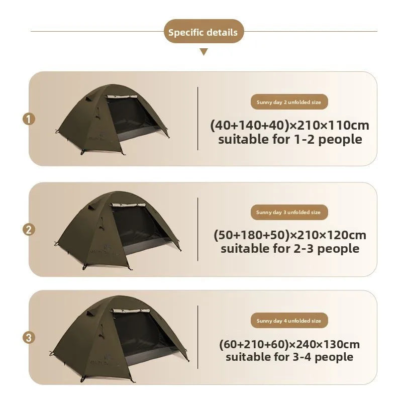Tent Outdoor Camping Equipment Rainproof Thickened Camping Three Season Tent Windproof Sunscreen Portable Folding