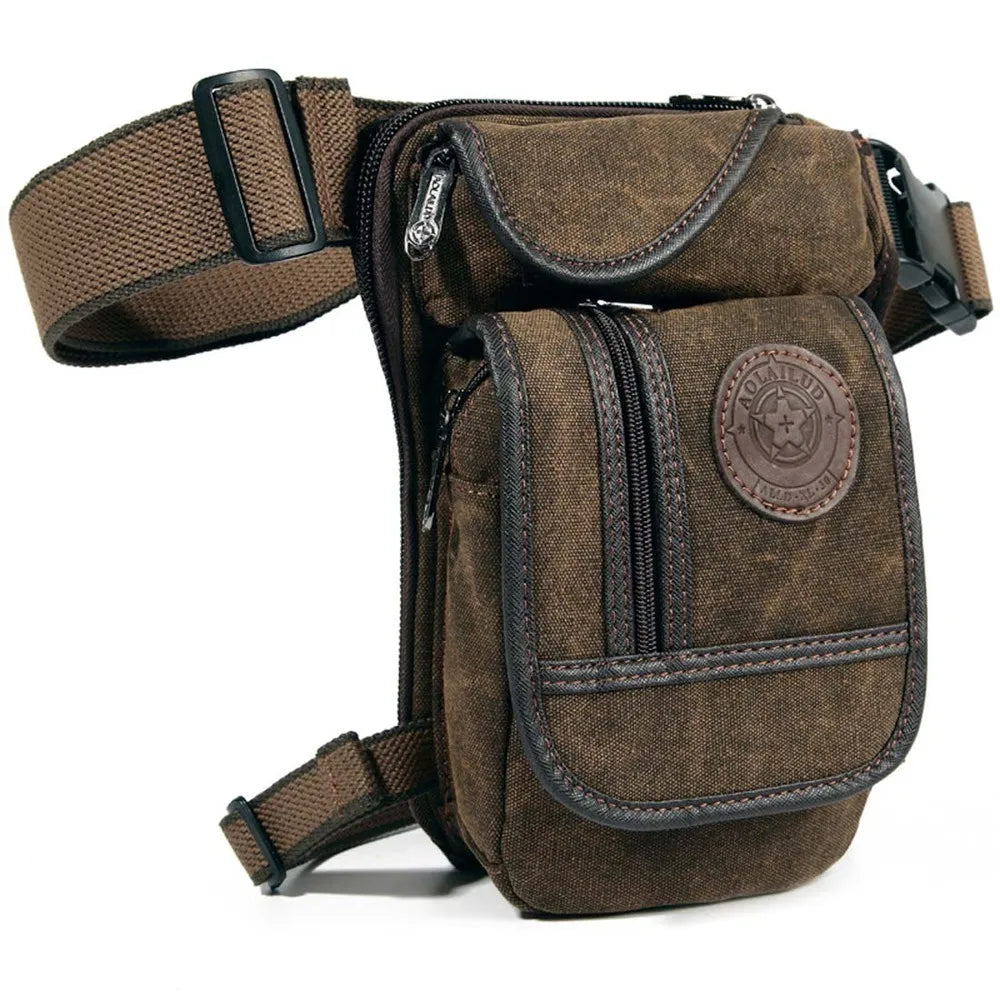 Men Drop Leg Bag Waist Fanny Pack Motorcycle Rider Tactical Military Messenger Cross Body Outdoor Sports Male Belt Hip Bum Bags