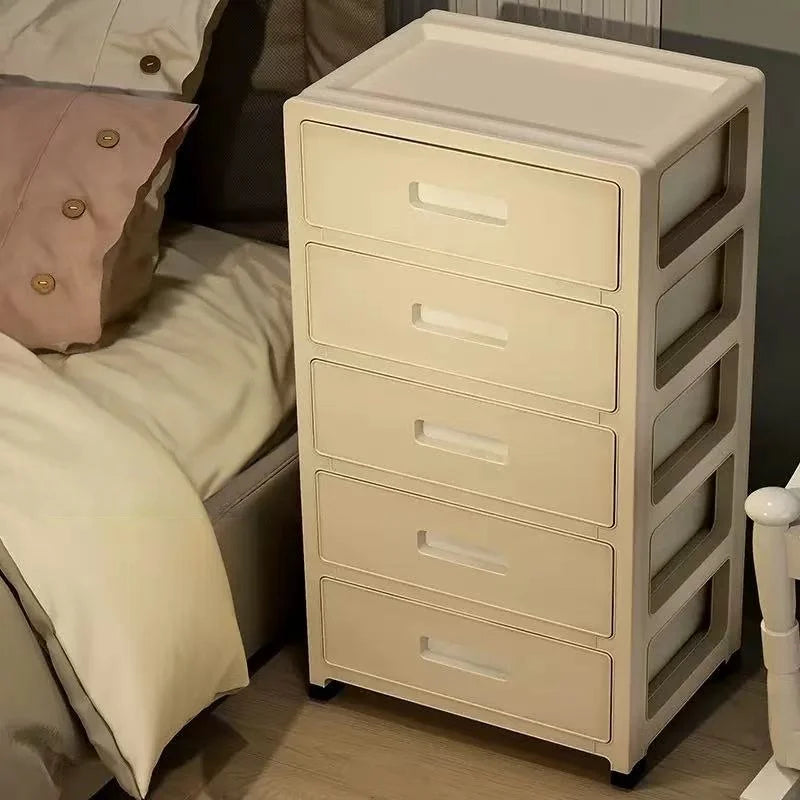Large Capacity Storage Cabinet with Rolling Wheels,3-6 Tier, for LivingRoom/Bedroom/StudyOrganization,Cream Color
