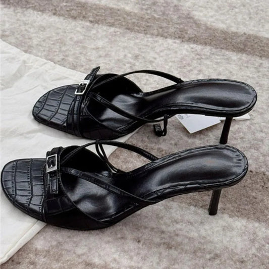 Women's High Heels Slippers Designer Heeled Shoes 2025 Summer Fashion Sandals Pumps Shallow Sexy Slides Stilettos Mujer Zapatos