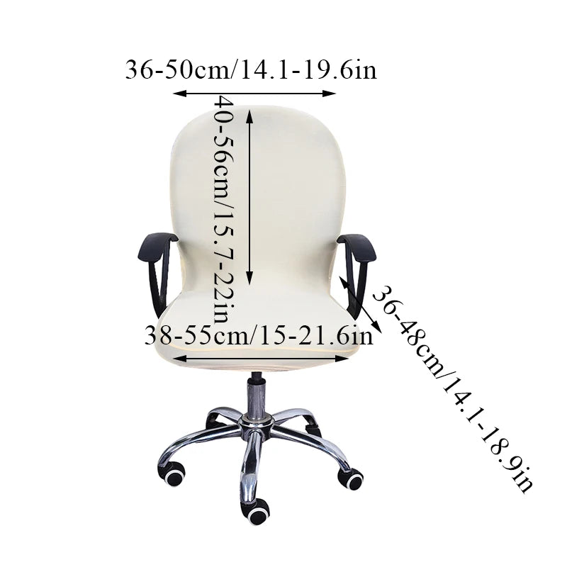 Swivel Chair Cover Solid Color Elastic Chair Protector Computer Office Chair Cover Back Cover Rotating Chair Slipcover Stretch