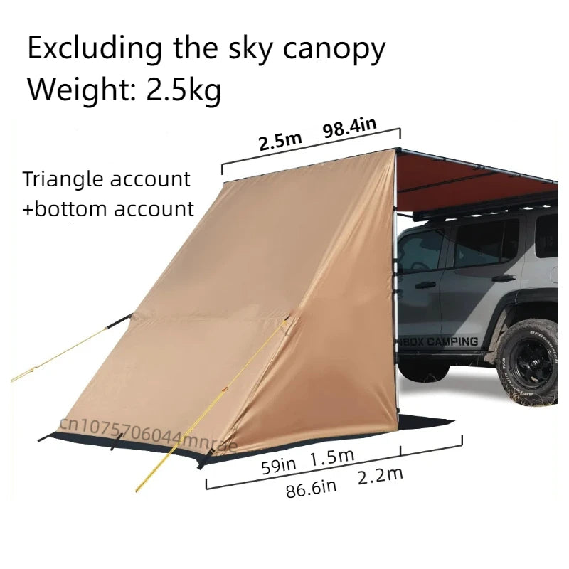 Outdoor Car Side Tent, Expanded Shelter with Windows, Arranged Bag Projection Canopy Side Tent, Outdoor Camping Equipment