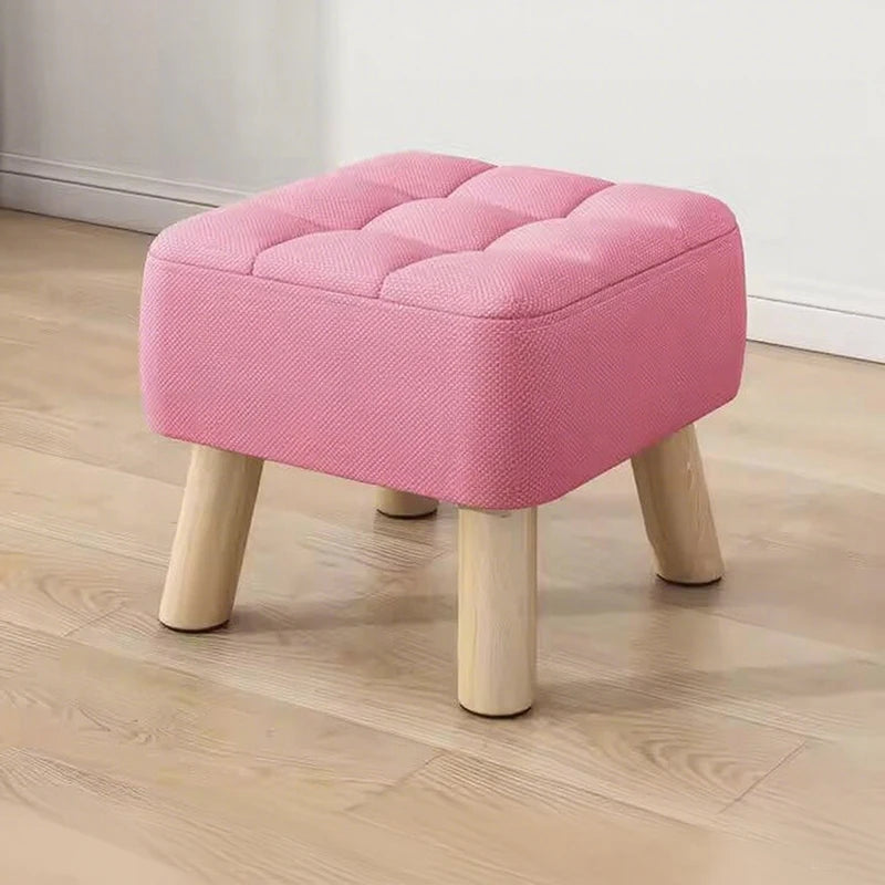 Solid Wood Footstool  Upholstered Seat  Small Sofa Shoe - changing & Tea - serving Bench  Round - foot Shoe - changing Stool Foo