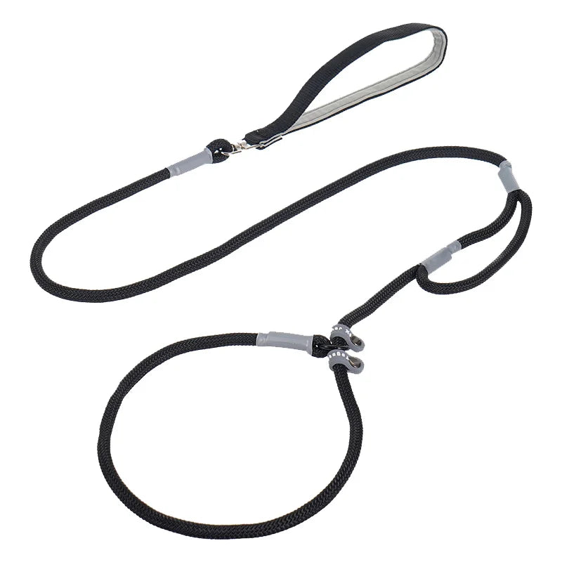 Dog Collar Leash Slip Chains Leads Strong Double Handle Nylon Rope No Pull Pet Training Leash Medium Dogs Puppy Traction Rope