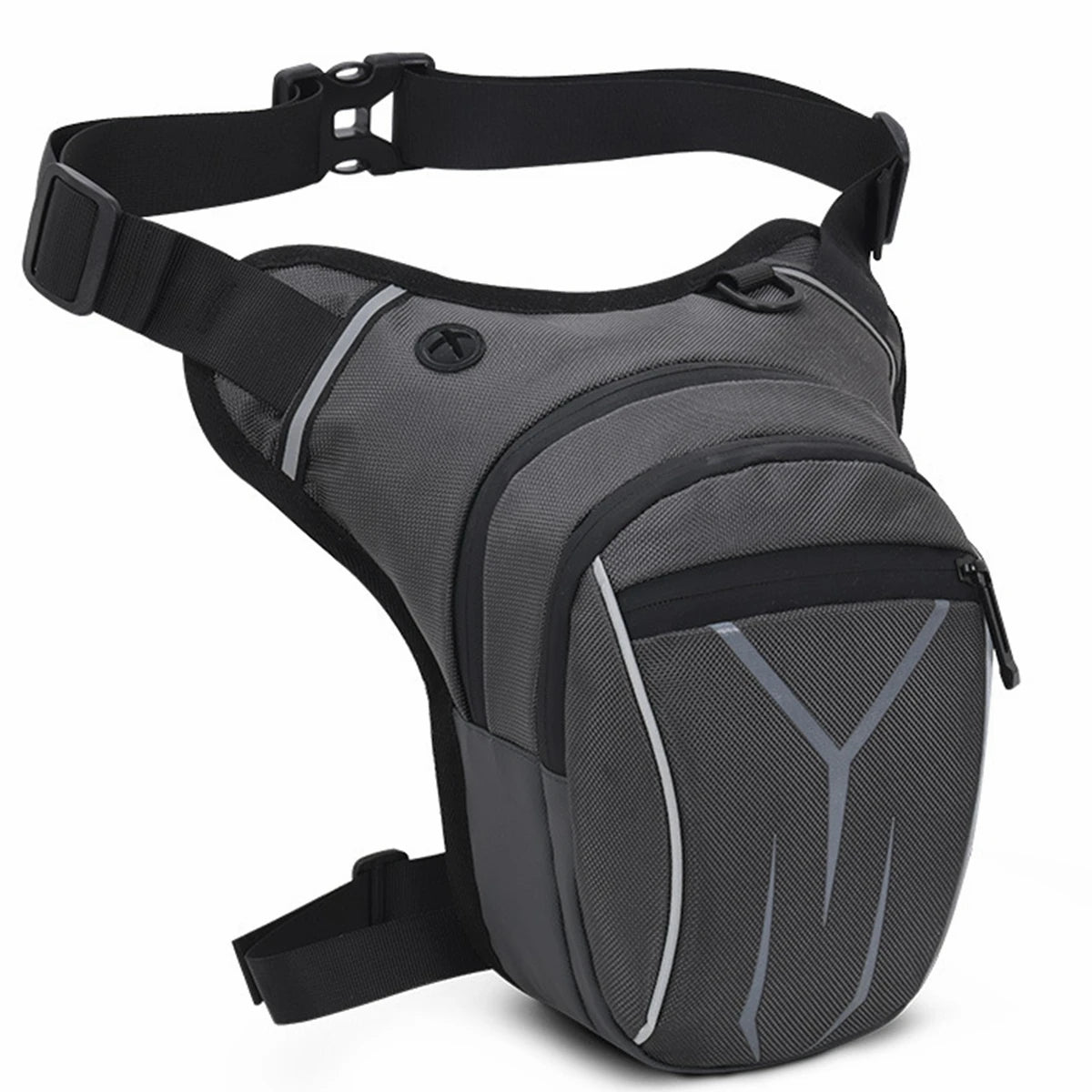 Men Motorcycle Leg Side Bag Multipocket Riding Belt Fanny Pack with Reflective Stripe Motorcycle Hip Waist Bag Casual Sports Bag