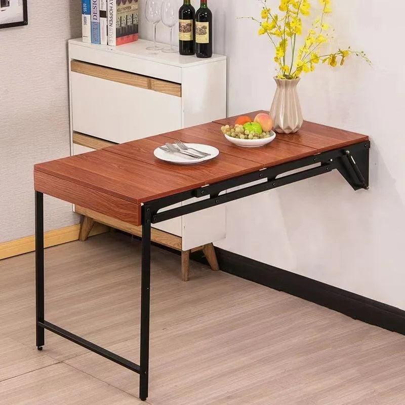 Portable Folding Dining Tables Metal Wall Storage Shelf Multifunctional Restaurants Tables Extendable Dining Room Furniture