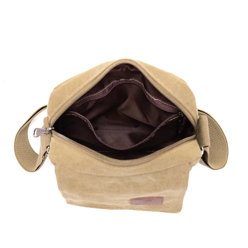Men's Canvas Bag Fashion Simple Lightweight Shoulder Bag Messenger Bag Outdoor Travel Multifunctional Storage Organizer