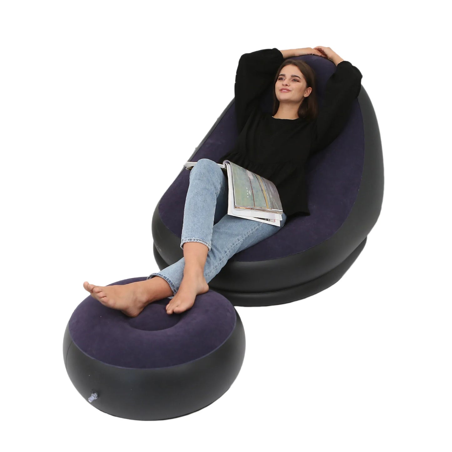 Home Light Luxury Lazy Sofa Comfortable Inflatable Single Flocking Lazy Sofa Set Portable Foldable Recliner Outdoor Sofa Air Bed