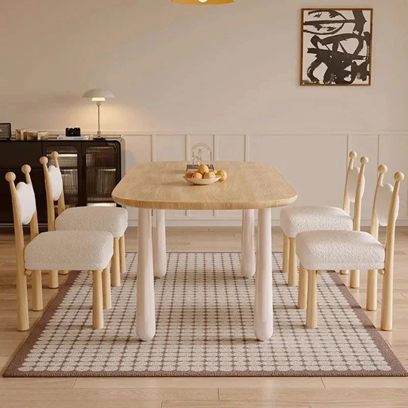 Wooden Nordic Dining Table Modern Minimalist Simple Luxury Dining Table Oval Style Mesas De Comedor Garden Furniture Sets