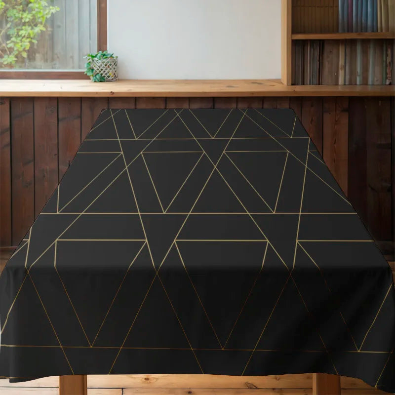 Luxury Dining Tablecloth Modern Geometric Design Kitchen Decoration Solid Black Yellow Gold Colorful Table Cover Rectangular Sha