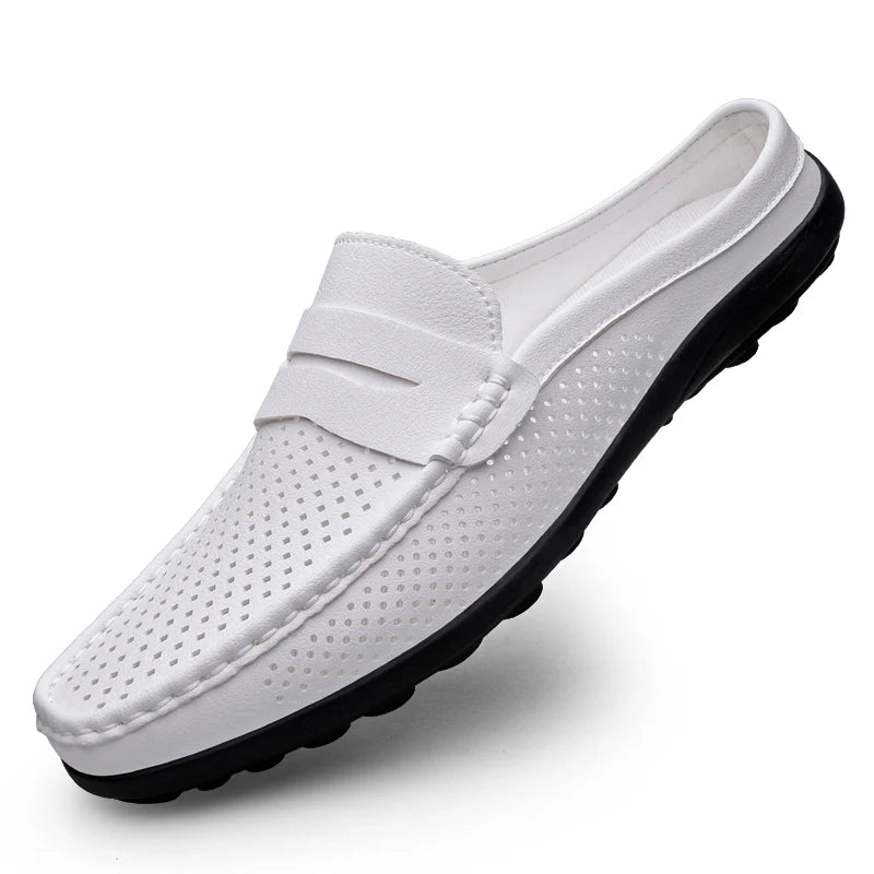 Men's shoes four seasonal new hollow out fashion leather shoes soft sole breathable non slip lightweight plus size casual shoes