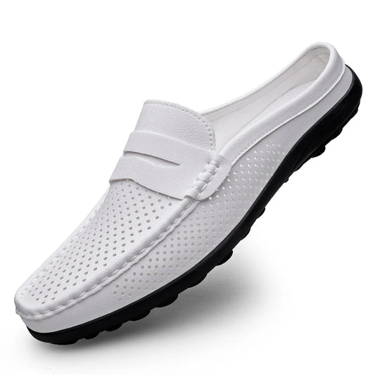Men's shoes four seasonal new hollow out fashion leather shoes soft sole breathable non slip lightweight plus size casual shoes