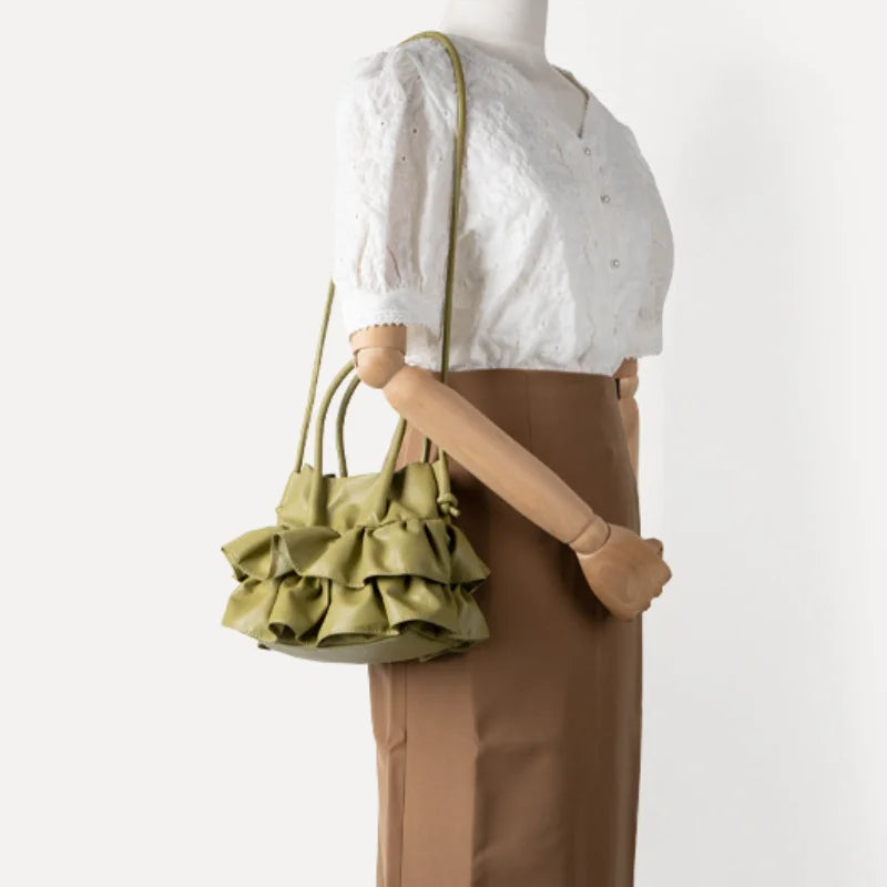 Handbags for Women 2024 Fashion Versatile Female Pleated Ruffle Shoulder Bags Simple Solid Color Large Capacity Crossbody Bags
