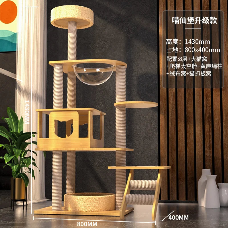 Tree Tower House for Large Cats, Claws, Sofa Protection, Cats with Scrapers, Wooden Cat Scratcher, Beds and Furniture
