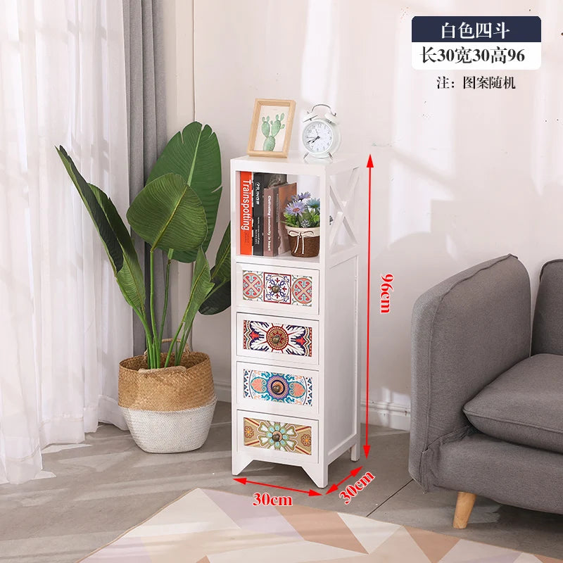 Narrow Storage Cabinet  American Style Solid Wood Storage Rack Large Capacity Multi-layer Storage Organizer Home Furniture