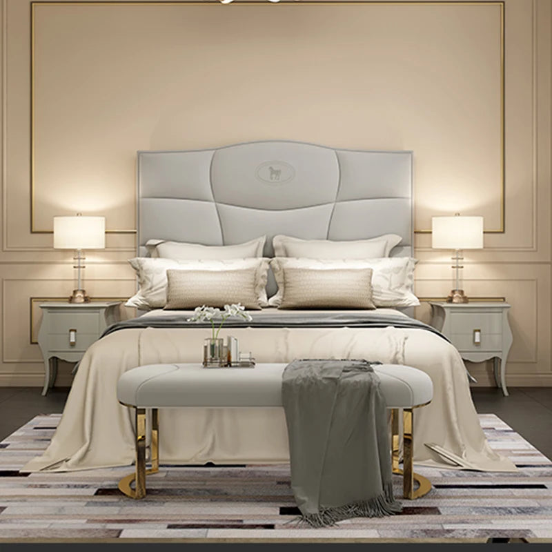 Italian design soft fabric or leather king & queen sizes bedroom beds bedding set luxury double hotel bed