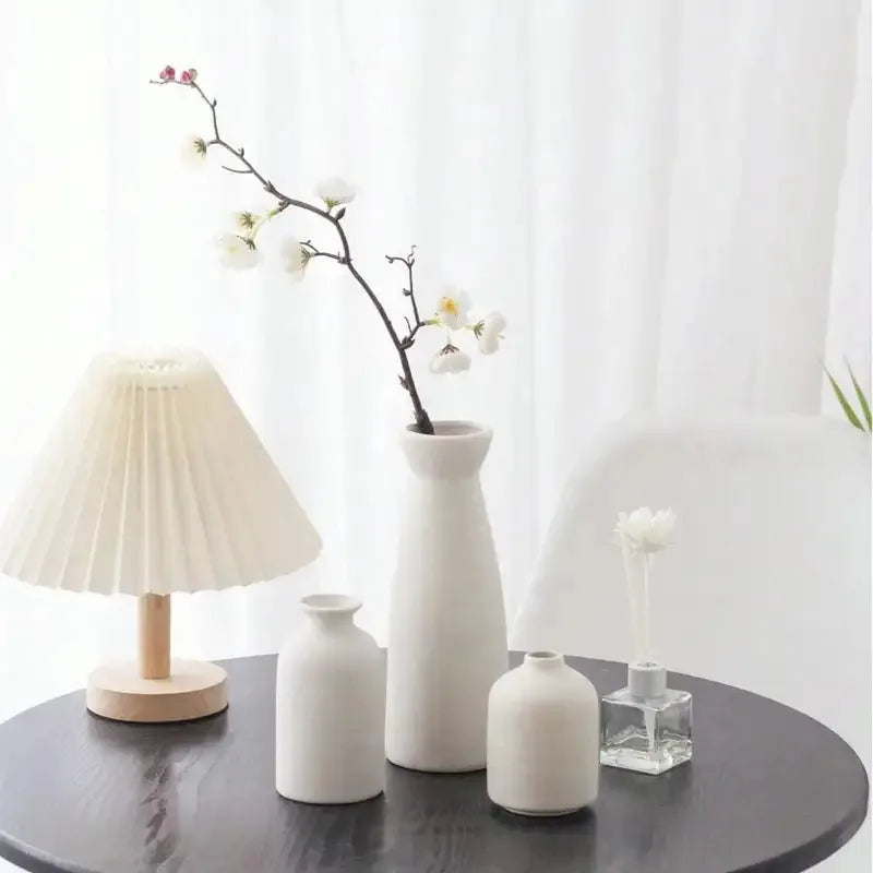 Bohemian-style Home Decor Vases, Ceramic Set of Three, Ideal for Living Room, Bookshelf and Dining Table Decorations