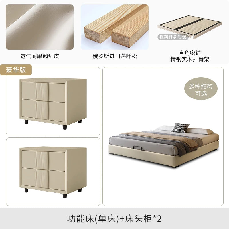 Double Queen Size Multifunctional Aesthetic Bed Nightstands Perfect Elegant Bedroom Decoration Cama Casal Home Accessories