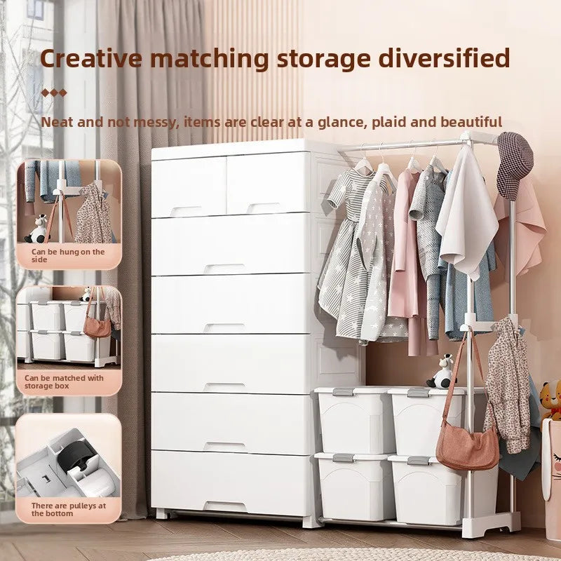 Baby wardrobe clothes rack household plastic storage cabinet drawer storage simple wardrobe