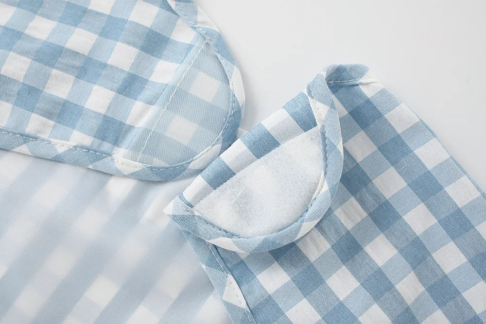 Summer baby Food Overalls Waterproof clothes bibs for boys girls Children's clothing No-Wash Apron  cotton plaid sleeveless bibs