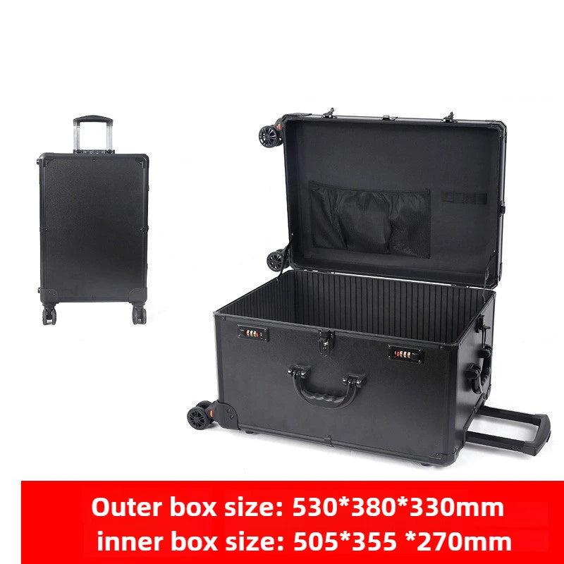 Aluminum Alloy Frame Rolling Luggage Universal Wheel Shockproof Portable Multifunctional Tool Storage Case Safety Protection Box