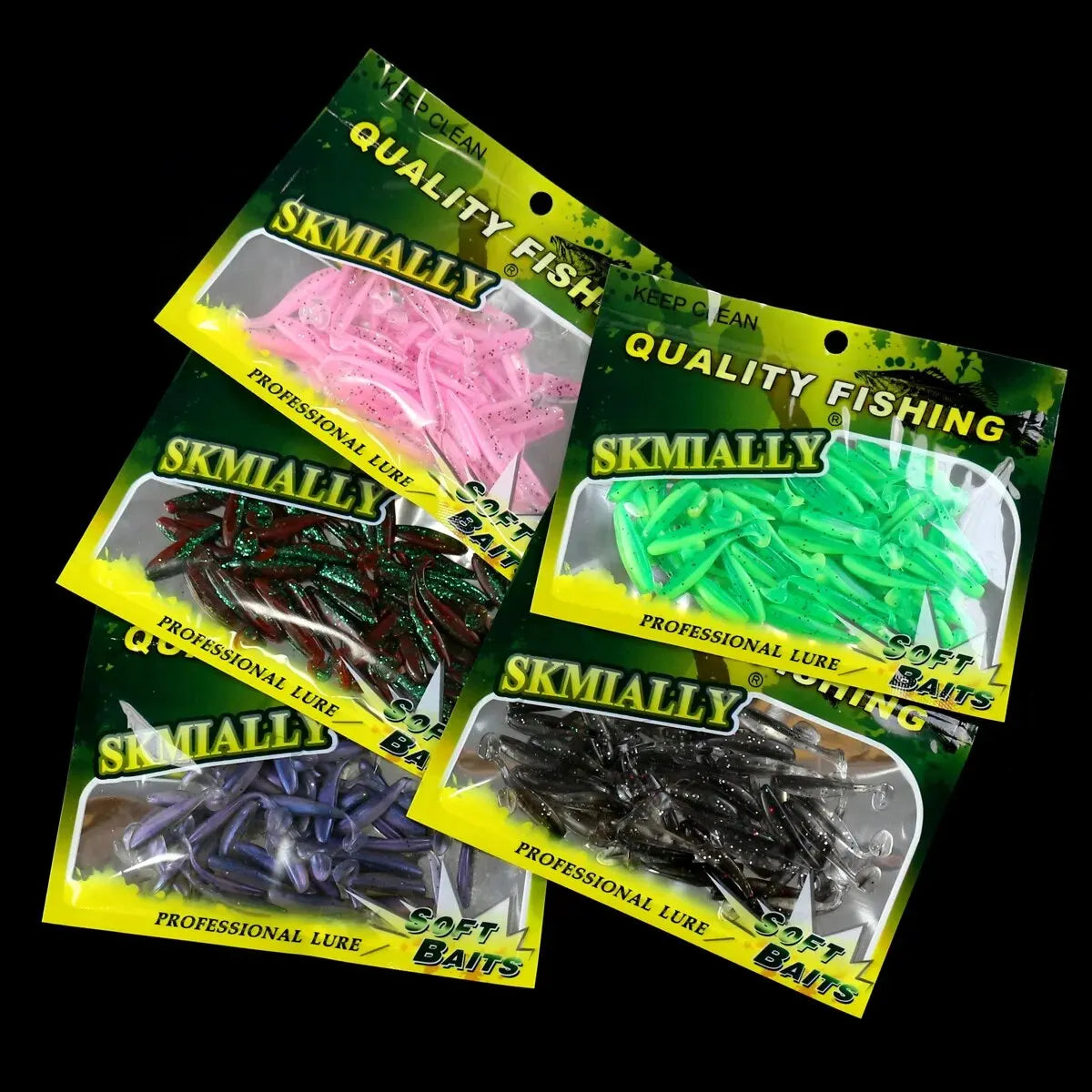 50pcs Mini Soft Fishing Lures, T-tail Worm Lure, Silicone Artificial Bait, Bass Pike Fishing Tackle
