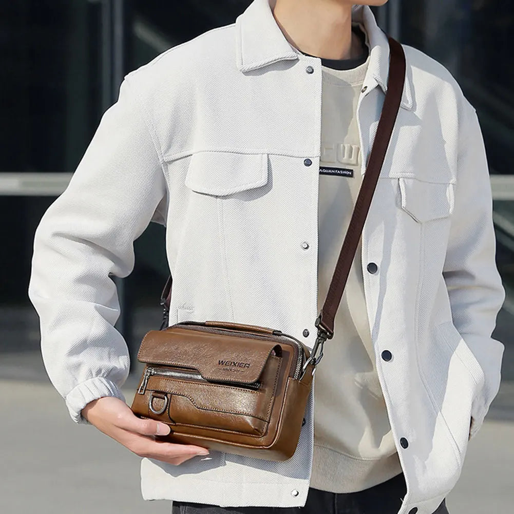 Men's Bag,Versatile Stylish Satchel Bag,PU Leather Waterproof Elegant Cross-body Satchel Bag,For Business Casual Daily Commute