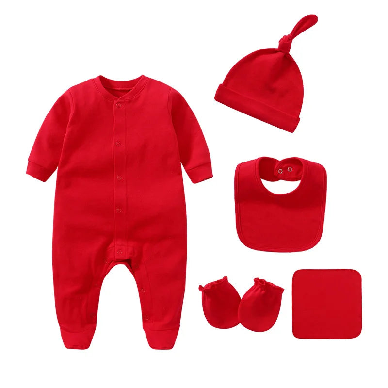 Baby boys rompers Cotton Solid newborn Baby Clothing Mittens Hats Socks Kids Outfits Toddler Custome