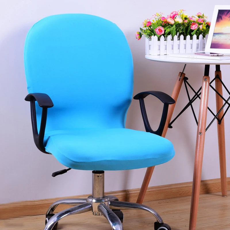 Swivel Chair Cover Solid Color Elastic Chair Protector Computer Office Chair Cover Back Cover Rotating Chair Slipcover Stretch