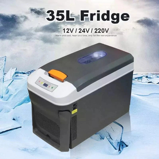 35L Mini Refrigerator Cold & Warm Dual-purpose Portable Outdoor Camping Fridges Food Drinks Cooler with LED Smart Display