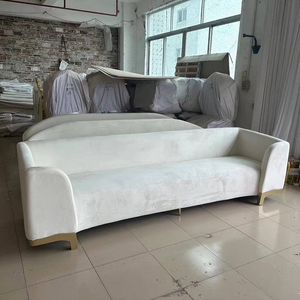 Hot Selling Durable White Velvet Lounge Sofa Hotel Velvet Sofa Set Furniture Luxury