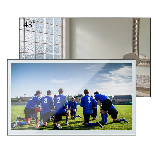 Soulaca 42 inches Smart Bathroom Mirror Big Screen 4K TV Waterproof Goo-gle Assistant System Voice Control  DTV Tuner Hotel SPA