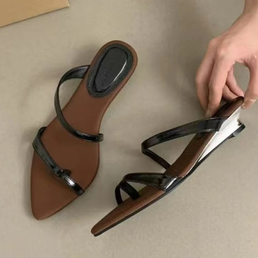 Women Slippers Designer Heeled Sandals Fashion Woman Shoes 2025 Summer New Slides Elegant Flip Flops Beach Sandalias De Mujer