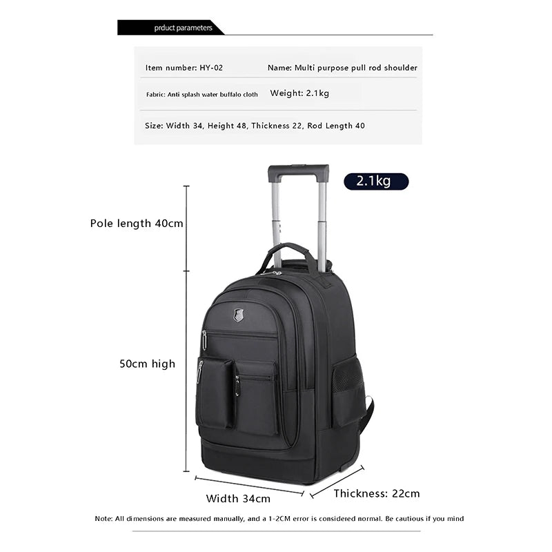 Rolling Backpack for Adults Travel Laptop Backpack with Wheels Carry on Luggage for Business Trip College Commute