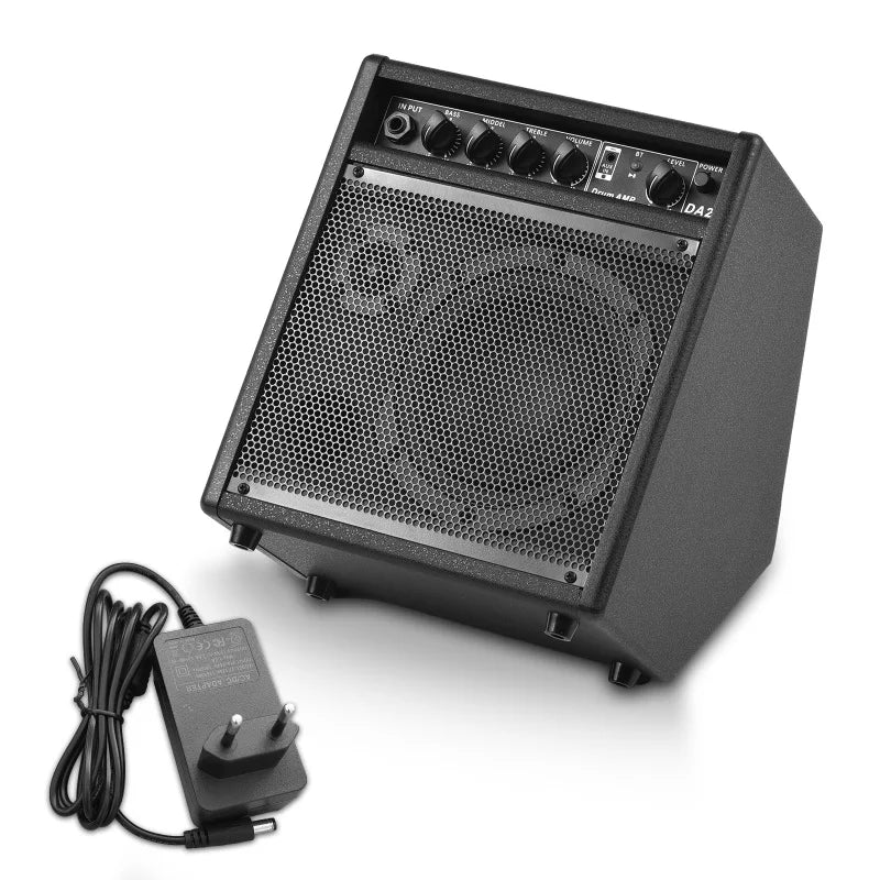 Electronic Drum Speaker 25W Portable BT Practice Drum Amplifier Speaker for Electric Drums Keyboard Wooden Guitars Home Practice