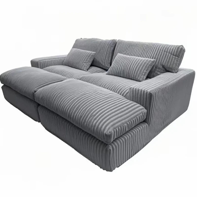 Italian Style Retro Luxury Corduroy Double Sofa Bed for Living Room Vacuum Compression Washable Customizable  Furniture Sofa