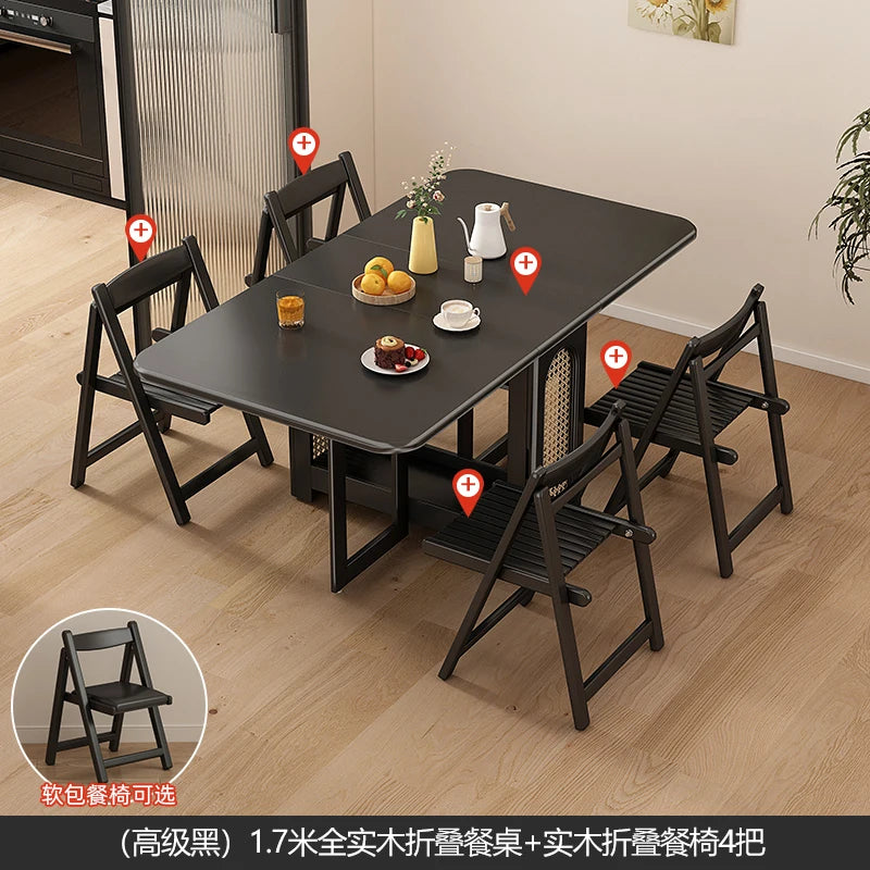 Folding Dining Table Set 6 Vintage Rattan Dining Table Set Modern Luxury Nordic Mesas Pegables Portatil Dining Room Furniture