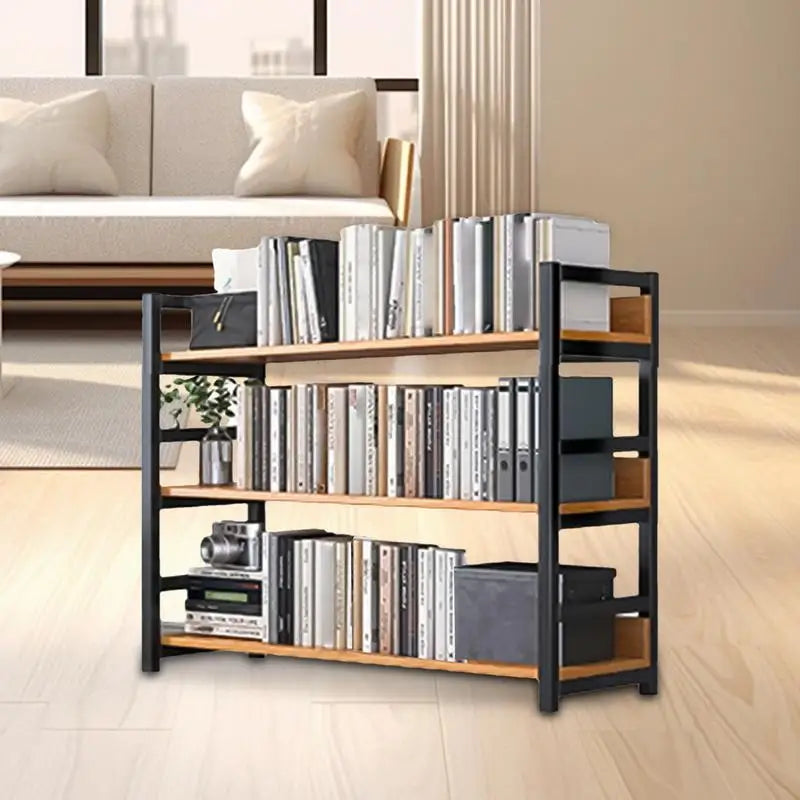Bookcase Simple Flooring Steel Wood Multi-Layer Living Room Simple Storage Rack Home Bedroom Storage Bookcase Shelves Rack