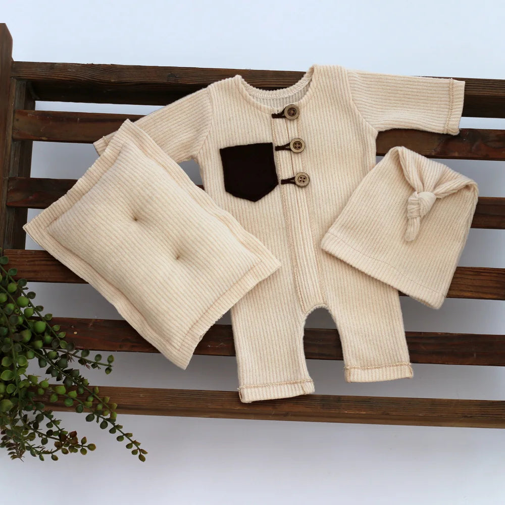 Newborn Photography Props Cloth Hat Pillow Baby Boy Girl Romper Bodysuits Outfit Shooting Photo Props Clothing Accessories