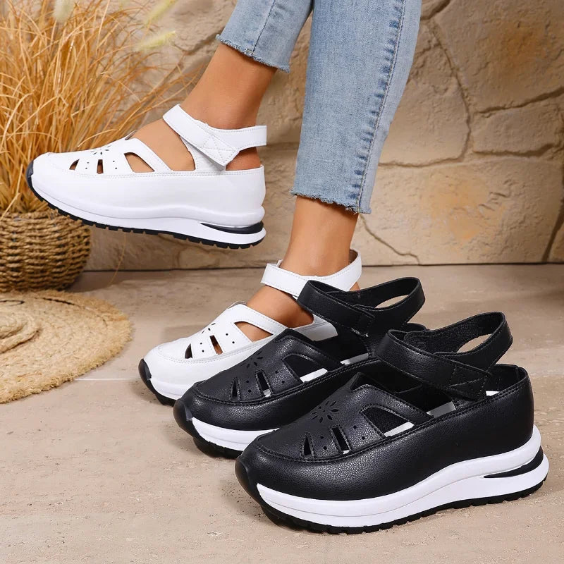 Women's Shoes 2025 Hot Sale Closed Toe Women's Sandals Casual Rome Sandals Women Hollow Platform Wedges Plus Size Shoes Female