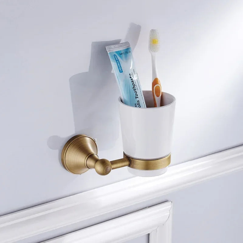 Bronze Bathroom Accessories Hardware Antique Hair Dryer Rack Coat Towel Shelf Rail Bar Shower Soap Dish Holder Toilet Brush