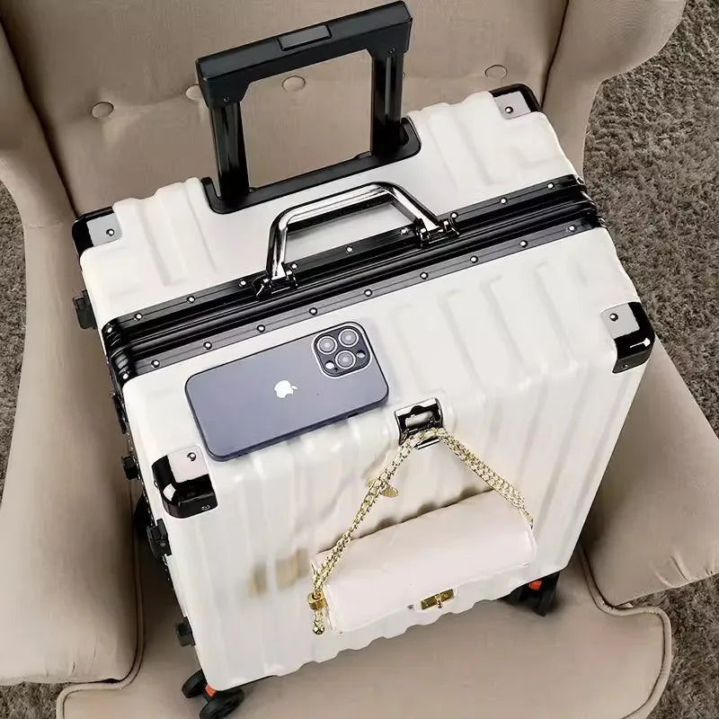 Luggage female mute universal wheel trolley case aluminum frame 24 inch student password suitcase male