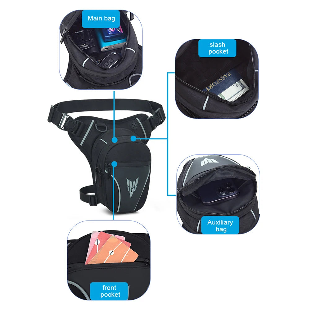 Men Drop Leg Bag Waist Bag Waterproof Men Fanny Pack Phone Purse Motorcycle Riding Shoulder CrossBody Thigh Hip Belt Waist Bags